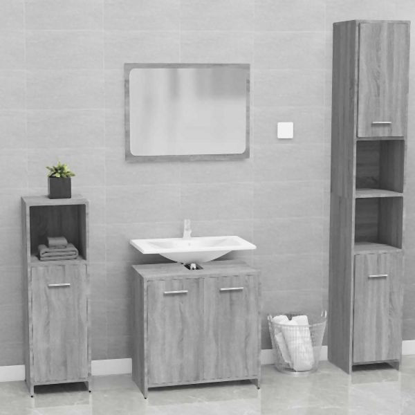 vidaXL Badmöbel-Set Grau Sonoma Holzwerkstoff, 815529, 8720286976951