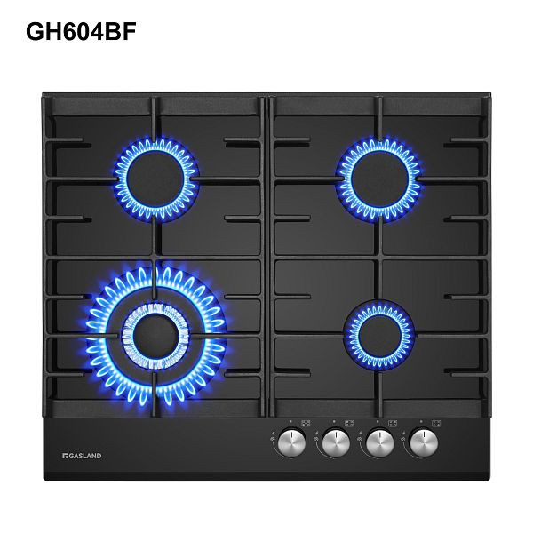 GASLAND 60cm Einbau Gaskochfeld (Schwarz, Glas), GH604BF