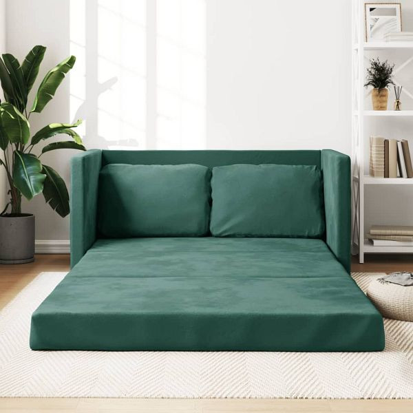 vidaXL Bodensofa mit Schlaffunktion Dunkelgrün 122x204x55 cm Samt, 353961