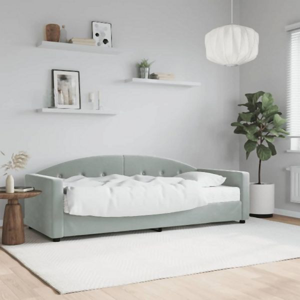 vidaXL Tagesbett mit Matratze Hellgrau 80x200 cm Samt, 3197270