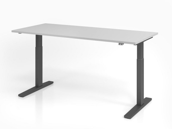 Hammerbacher Schreibtisch XMKA19, 180 x 80 cm, Platte: Grau, 25 mm dick, ABS-Dickkante, Rechteckform, Graphit, VXMKA19/5/G