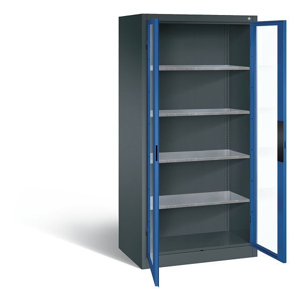 C+P Werkzeugschrank Acurado, H1950xB930xT600mm, Farbe: Anthrazitgrau / Enzianblau, Muldengriff, 8922-0552 S10010