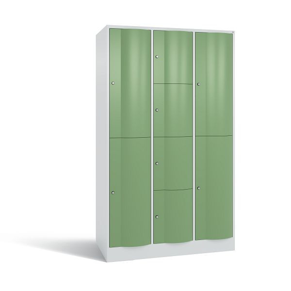 C+P XL-Schließfachschrank Resisto, 3 Abteile, H1950B1148T640 mm, Grau/Resedagrün, 8070-3732 S10035