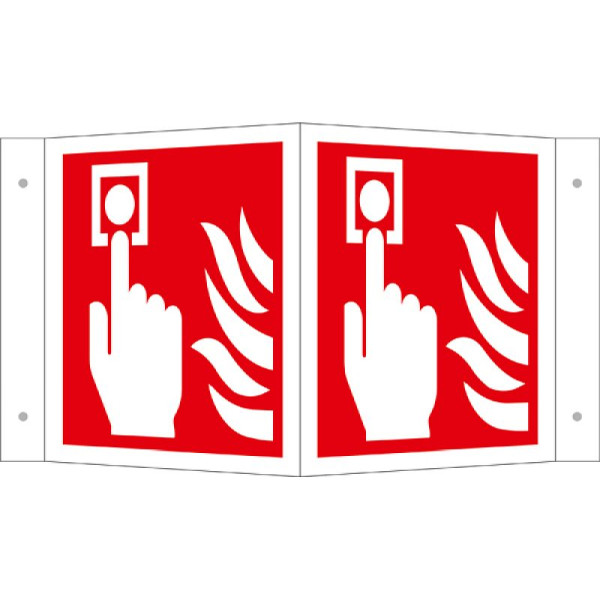 Stein HGS Winkel- und Fahnenschild, Brandmelder (manuell), 200 x 200 mm / Fahnenschild, Kunststoff, 44.a5159