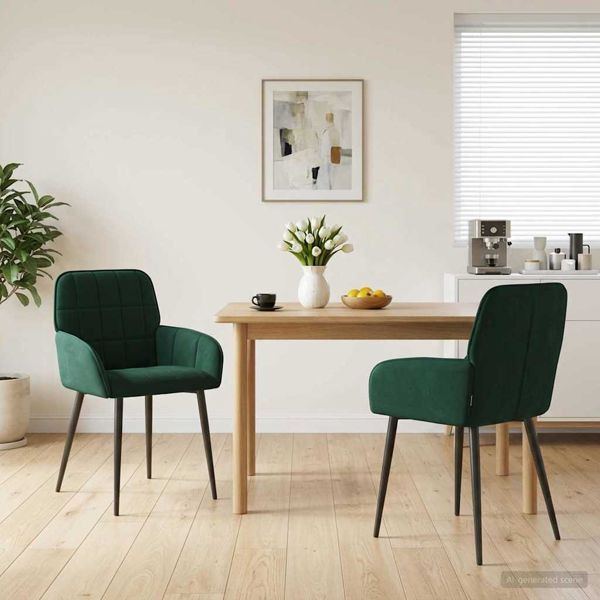 vidaXL Esszimmerstühle 2-teilig Samt Dunkelgrün 57 x 50 x 85 cm, 42034273