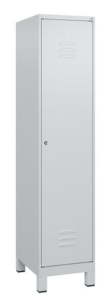 C+P Umkleidespind Classic PLUS mit Mitteltrennwand, Füße, 1800x400x500mm, 7035/7035, Zylinderschloss, 0800107-12F S10024