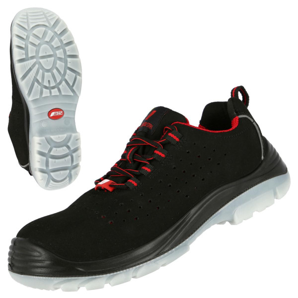 NITRAS MICRO STEP, S1P Sicherheitshalbschuhe, strapazierfähige Mikrofaser, schwarz, widerstandsfähige PU / TPU-Laufsohle, Größe: 50, VE: 10 Paar, 7420-50