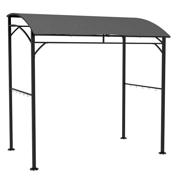 Outsunny Grillpavillon, Grillüberdachung, Regenschutz, Haken für Utensilien, Stahlrahmen, Grau+Schwarz, 215 x 150 x 182/220 cm, 84C-429V00CG