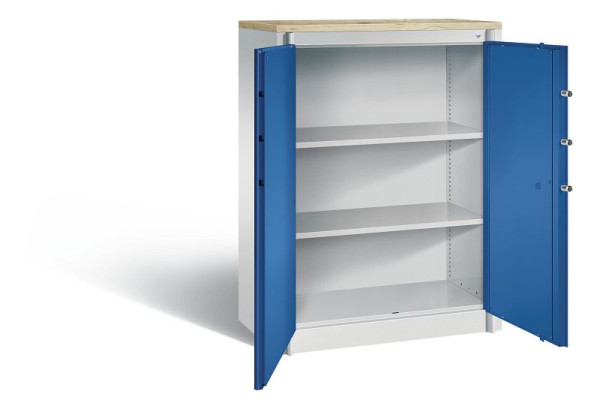 C+P Feuerschutzschrank Certos, H1226xB930xT500mm, Farbe: Lichtgrau / Enzianblau, Klinkengriff, 3 OH, 1171-00 S10329