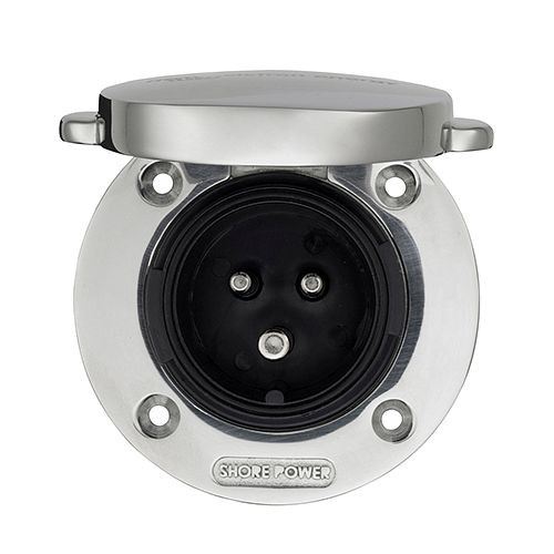 Victron Energy Steckdose Edelstahl mit Abdeckung 32A/250Vac (2p/3w), 392160
