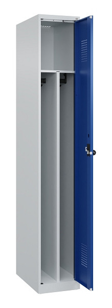 C+P Spind Evolo PLUS, 1 Abteil, 1850x300x500mm, 7035/5010, Verschluss Drehriegel, 049000-10F S10006