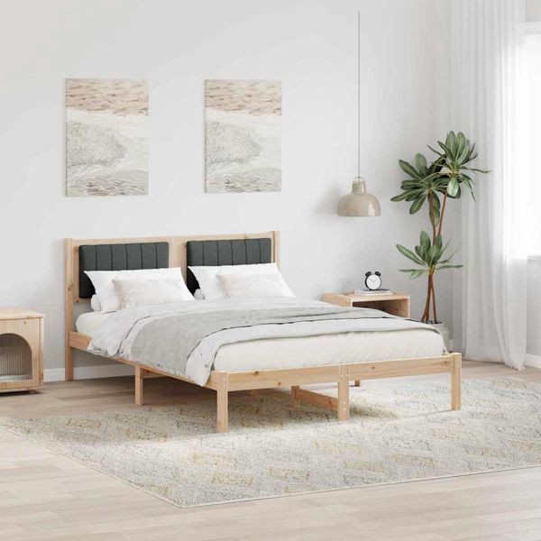 vidaXL Bettgestell mit gepolstertem Kopfteil Dunkelgrau 140 x 190 cm, 878265