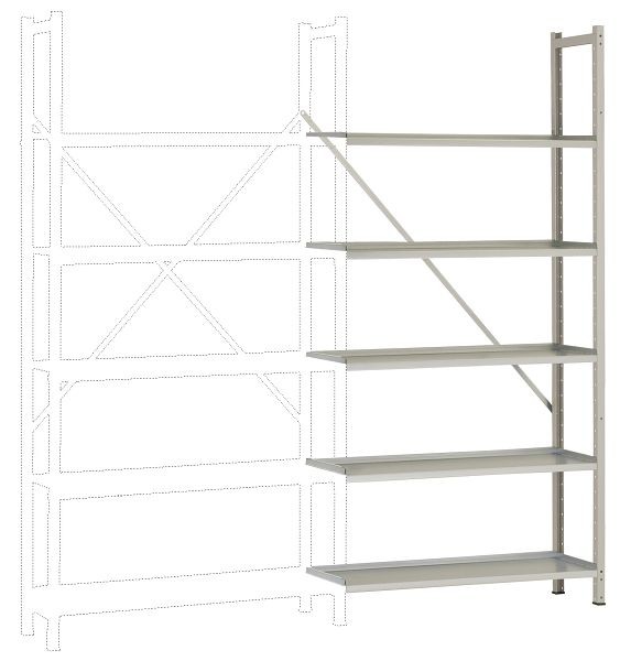 Manuflex Archiv-Anbauregal mit 5 Stahlböden, HxBxT = 1900 x 930 x 300 mm, RA2222.7035
