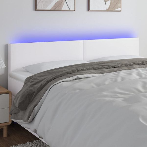 vidaXL LED Kopfteil Weiß 160x5x78/88 cm Kunstleder, 3121429