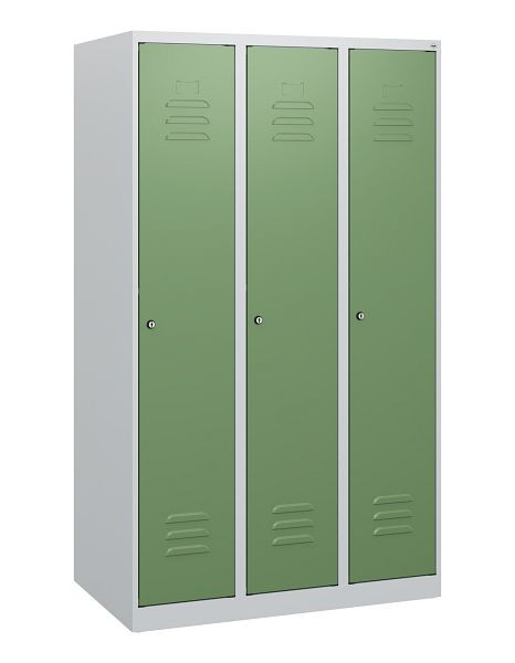 C+P Umkleidespind Classic PLUS, 3 Abteile, 1530x900x500mm, 7035/6011, Zylinderschlösser, 0800005-30 S10011