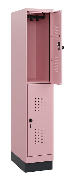 C+P Doppelstöckiger Spind Evolo PLUS, Sockel, 2 Fächer, 1630x300x500mm, 3015/301, Drehriegel, 0493205-10 S10032
