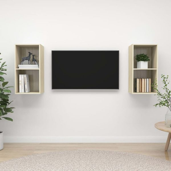 vidaXL TV-Wandschränke 2 Stück Sonoma-Eiche Holzwerkstoff, 3079847