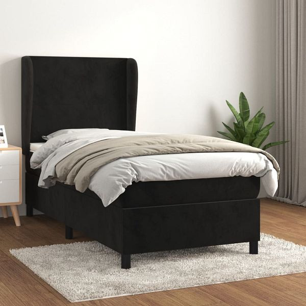 vidaXL Boxspringbett mit Matratze Schwarz 80x200 cm Samt, 3129059