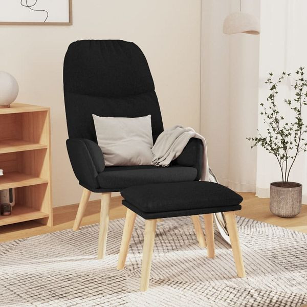 vidaXL Relaxsessel mit Hocker Schwarz Stoff, Polsterung: Schaumstoff, 3097348