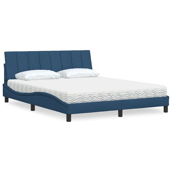 vidaXL Bett mit Matratze Blau 160x200 cm Stoff, 3310544