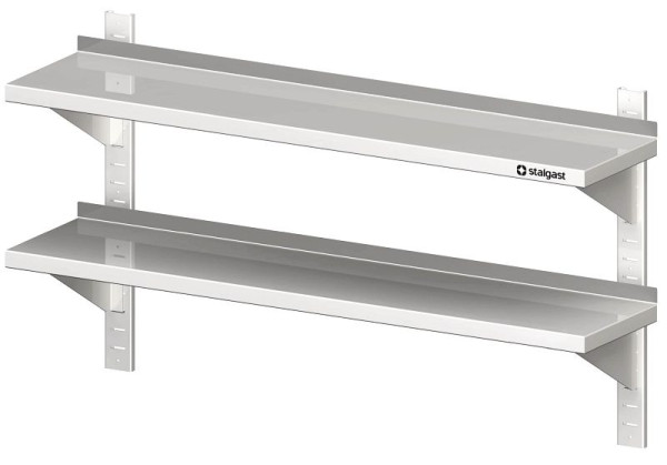 Stalgast Doppel-Wandbord mit Konsolen, und Wandschienen, 1600x300x660 mm, höhenverstellbar, verschweißt, VWB16302