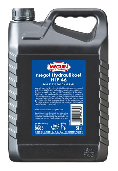 Meguin Hydrauliköl HLP 46, Kanister Kunststoff, VE: 5 Liter, 8685