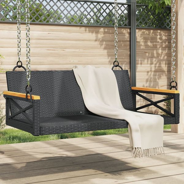 vidaXL Hängebank Schwarz 109x62x40 cm Poly Rattan, 368152