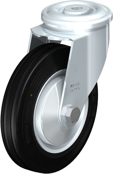 Blickle LER-VE 160R-EL-FA Stahlblech-Lenkrolle mit Rückenloch, Vollgummi, Schwarz, 749800