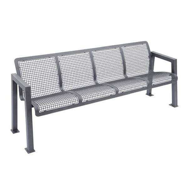 Stein HGS Sitzbank -Forum- mit Rückenlehne, 3-Sitzer /1540mm, RAL7022 umbragrau, 20674-06