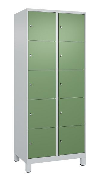 C+P Schließfachschrank Classic PLUS, Füße, 2 Abteile, 1950x800x500mm, 7035/6011, 080010-225 S10006