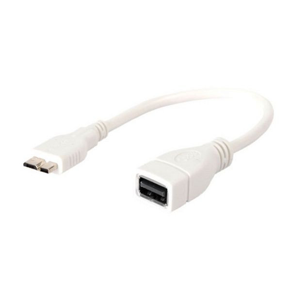 shiverpeaks BASIC-S, USB-OTG (On-the-go) Adapter USB 3.0 für Galaxy Note 3.0, Micro-B Stecker auf A-Buchse, weiß, 0,2m, BS33910-W