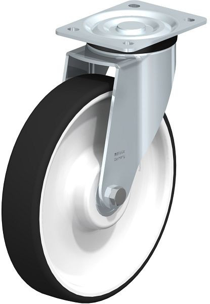 Blickle L-POTH 250K-3 Stahlblech-Lenkrolle, mittelschwere Ausführung, mit Anschraubplatte, Thermoplastisches Polyurethan, Grau, 754975