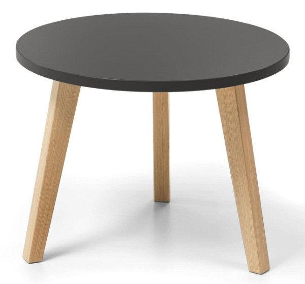 Deskin Beistelltisch OAK, Dekor anthrazit, Beine Eiche massiv, D 650 x H 460 mm, 293269