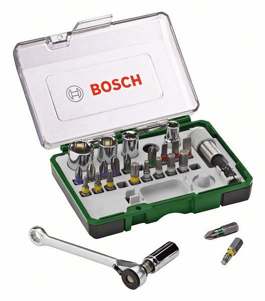 Bosch Schrauberbit- und Ratschen-Set, 27-teilig, VE: 10 Stück, 2607017160