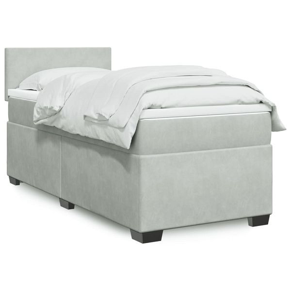 vidaXL Boxspringbett mit Matratze Hellgrau 80x200 cm Samt, 3288456