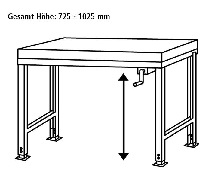 UNIVERSAL Arbeitstisch 2000x800 Mm – Höhenverstellbar 760–870 Mm, 700 Kg Tragkraft, Melaminplatte