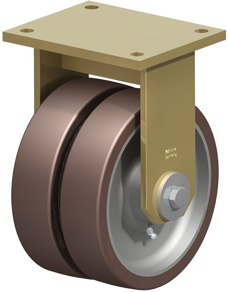 Blickle BSD-GB 200K-35 Stahlgeschweißte Schwerlast-Doppel-Bockrolle, Blickle Besthane®, Braun, 742821