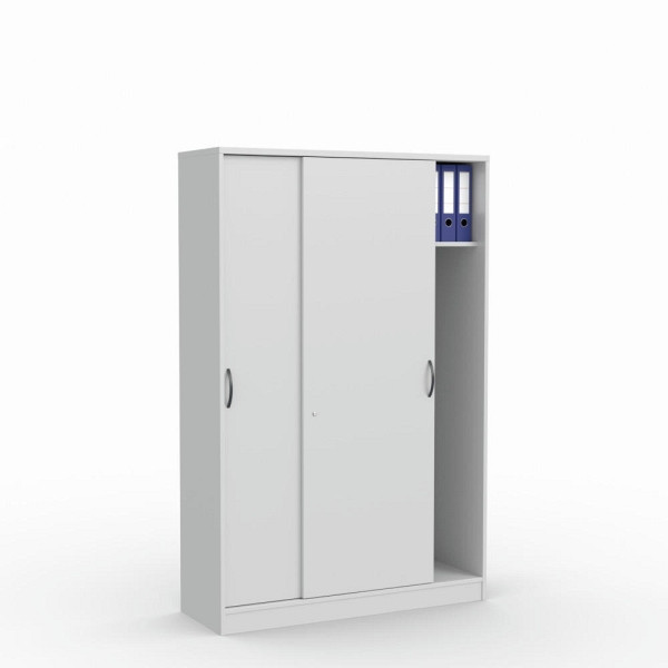 Deskin Schiebetürenschrank MULTI M, Dekor lichtgrau, B 1200 x H 1835 x T 420 mm, 5 OH, 259004