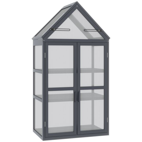 Outsunny Frühbeet Mini Gewächshaus 3 Ebenen wetterfest Natur 70,5 x 42 x 132 cm, 845-502