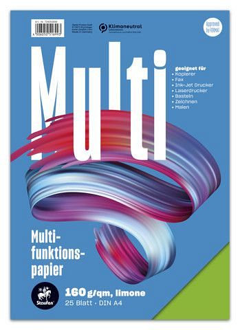 Staufen Multifunktionspapier 7X PLUS - A4, 160 g/qm, limone, 25 Blatt, 734051699
