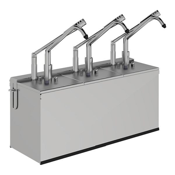 Gastro-Inox Hebel-Dosierdispenser, 3x1/4 Gastronorm Ausführung mit 1/4 Gastronorm Behälter, 503.185