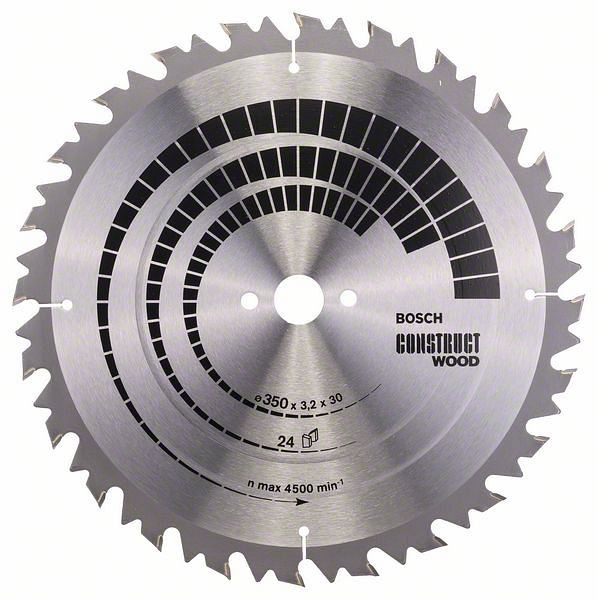 Bosch Kreissägeblatt Construct Wood, 350 x 30 x 3,2 mm, 24, 2608640702