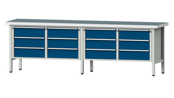 ANKE Werkbänke Kastenwerkbank, Modell 108 V, 2800 x 700 x 900 mm, RAL 7035/5010, UBP 50 mm, 301.455
