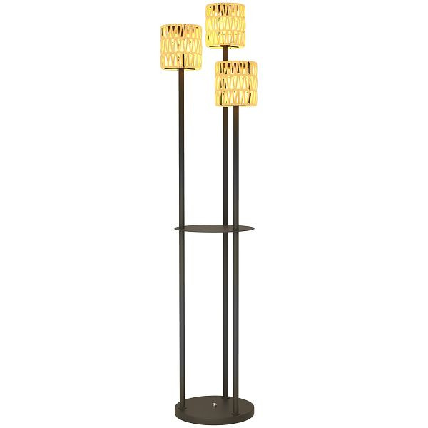 Outsunny Solar Stehlampe Rattan Solarlampen mit Lichtsensor 3 Lichte Solarleuchte im Boho-Stil IP44 Ø37 x 144H cm, 867-269V00YL