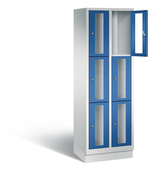 C+P Schließfachschrank Classic, H1800xB610xT500mm, Farbe: Lichtgrau / Enzianblau, 8020A203 S10002