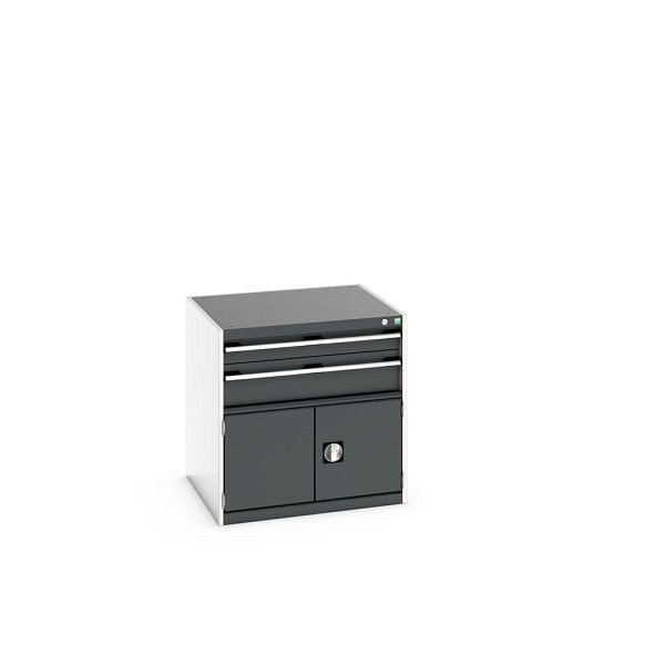 bott cubio Schubladenschrank bestückt, mit 2 Schwerlastschubladen, Tür, BxTxH: 800x750x800mm, RAL 7035/7016, Anthrazitgrau, 40028098.19V