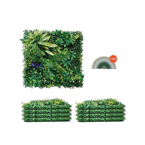 VEVOR Künstliche Pflanzenwand,VE: 8 Stück, 500x500x50 mm, 3D-Buchsbaumpaneele, grüne Dekoration und Efeu-Zaun, Sichtschutzwand, PJSRZZWQ8PCSJMWS1V0
