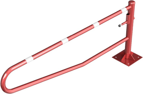 Schake Gatterschranke drehbar 2,50m für Vorhangschloss, Drehpfosten: Ø 102mm, Schrankenarm: Ø 60mm, zum Aufdübeln, feuerverzinkt, rot / weiß, 413_251VBP