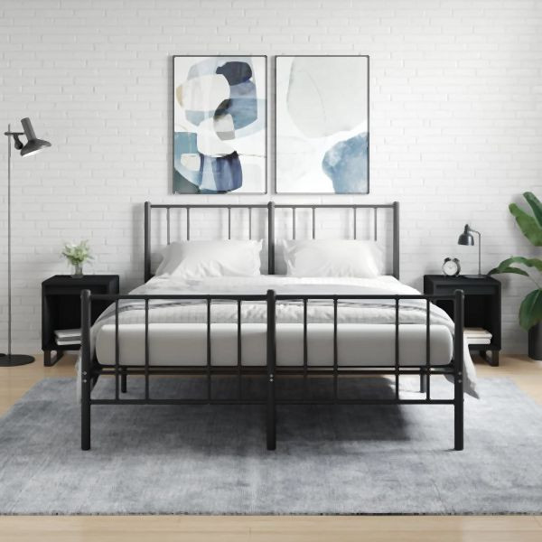 vidaXL Nachttische 2 Stück Schwarz 40x35x50 cm Holzwerkstoff, 830735