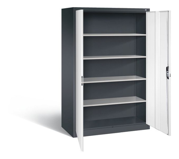 C+P Büroschrank Acurado, H1950xB1200xT600mm, Farbe: Schwarzgrau / Verkehrsweiß, Muldengriff, 5 OH, 9490-000 S10628